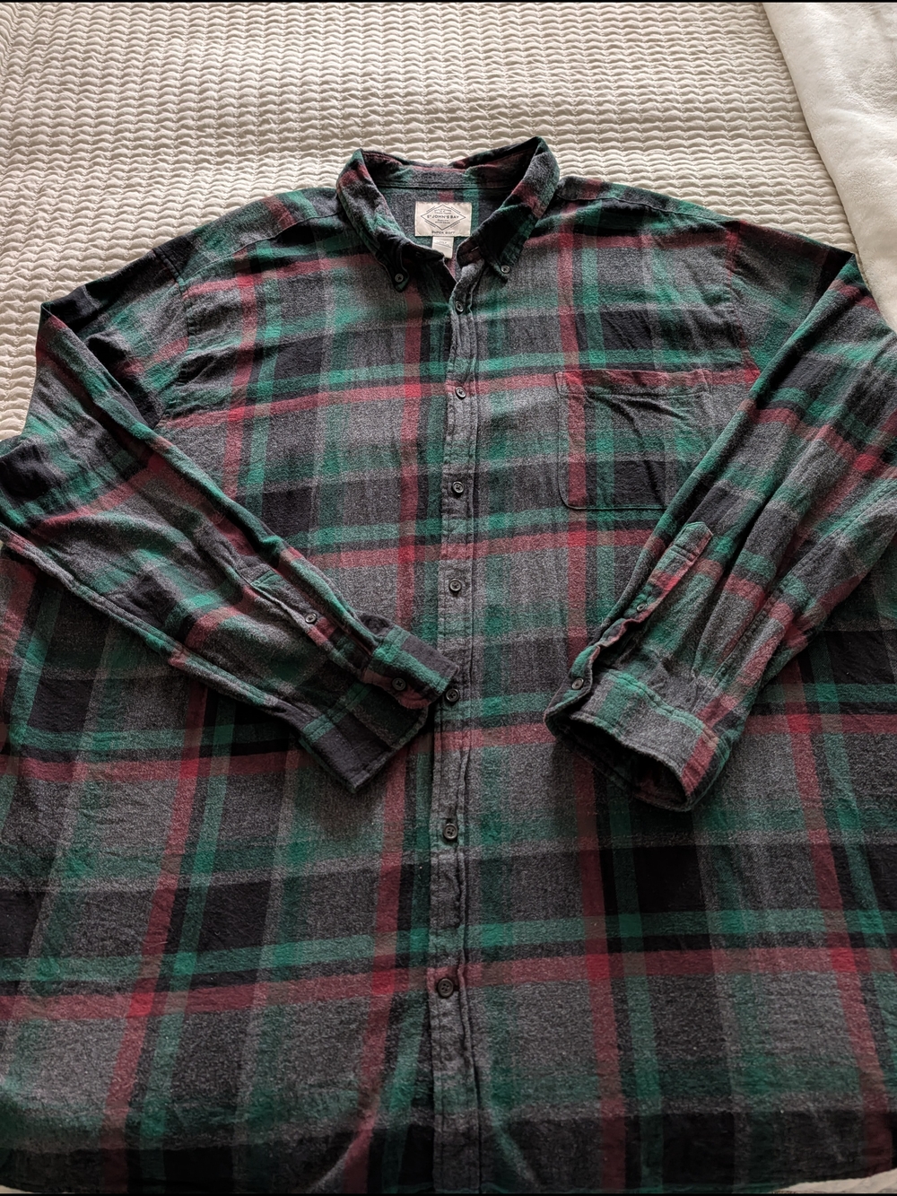 St. John's Bay Green and Black Plaid Flannel